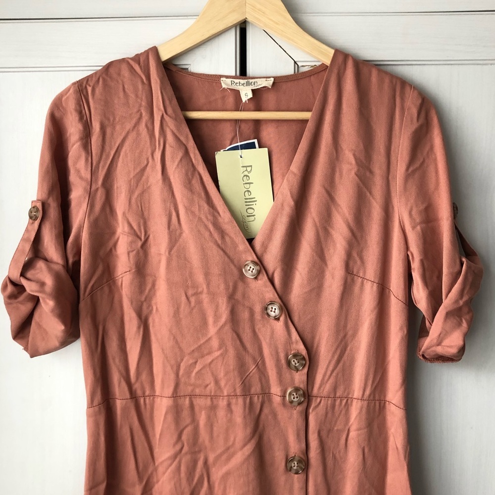NWTS Dusty Pink Button Down Summer Dress